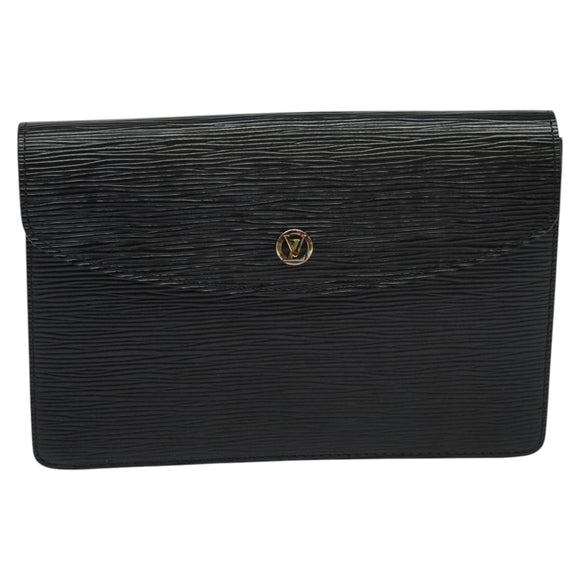 LOUIS VUITTON Epi Montaigne 23 Clutch Bag Black M52662 LV Auth 122785