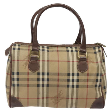 Burberrys Nova Check Hand Bag PVC Beige Auth 122817 - 0