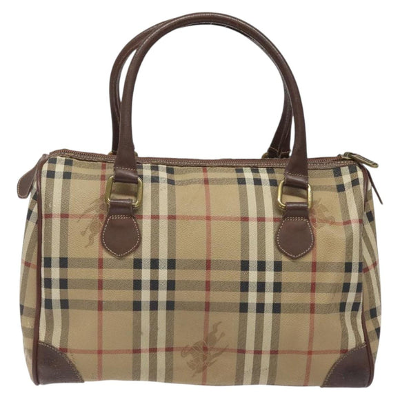 Burberrys Nova Check Hand Bag PVC Beige Auth 122817