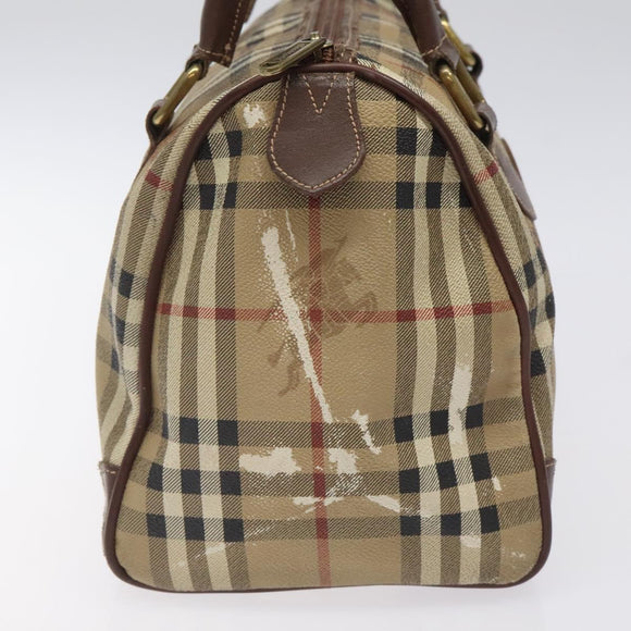 Burberrys Nova Check Hand Bag PVC Beige Auth 122817