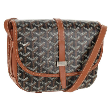 GOYARD Herringbone Belvedere PM Shoulder Bag PVC Black Silver Auth 122843SAM
