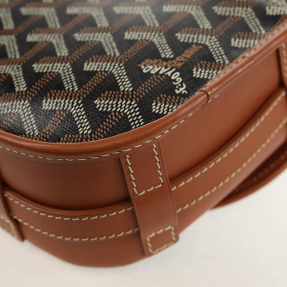 GOYARD Herringbone Belvedere PM Shoulder Bag PVC Black Silver Auth 122843M