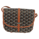 GOYARD Herringbone Belvedere PM Shoulder Bag PVC Black Silver Auth 122843M-13