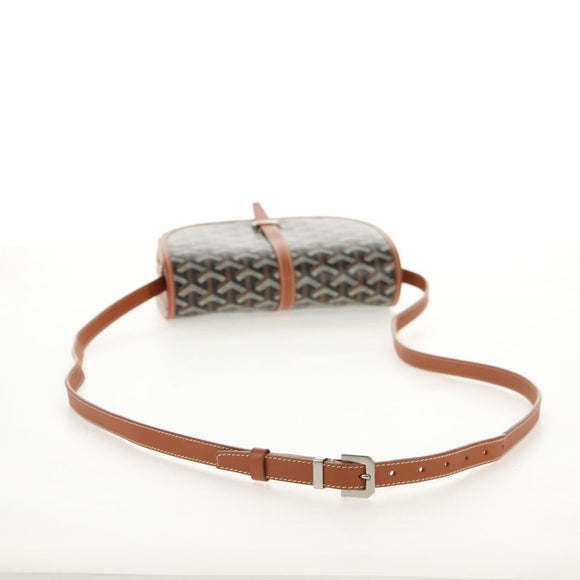 GOYARD Herringbone Belvedere PM Shoulder Bag PVC Black Silver Auth 122843M