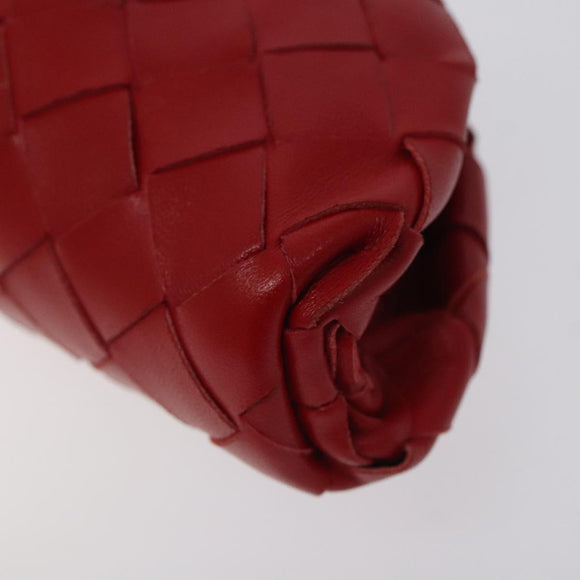 BOTTEGA VENETA INTRECCIATO Accessory Pouch Leather Red Auth 122864