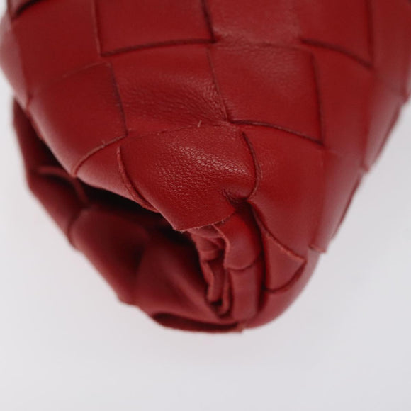 BOTTEGA VENETA INTRECCIATO Accessory Pouch Leather Red Auth 122864