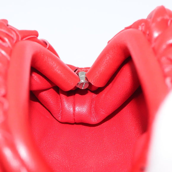 BOTTEGA VENETA INTRECCIATO Accessory Pouch Leather Red Auth 122864