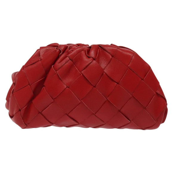 BOTTEGA VENETA INTRECCIATO Accessory Pouch Leather Red Auth 122864