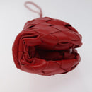BOTTEGA VENETA INTRECCIATO Accessory Pouch Leather Red Auth 122864-3