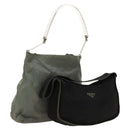 PRADA Shoulder Bag Nylon 2Set Black Green Auth 122870-1