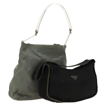 PRADA Shoulder Bag Nylon 2Set Black Green Auth 122870