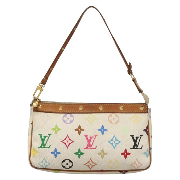 LOUIS VUITTON Multicolor Pochette Accessoires Pouch White M92649 LV Auth 122878