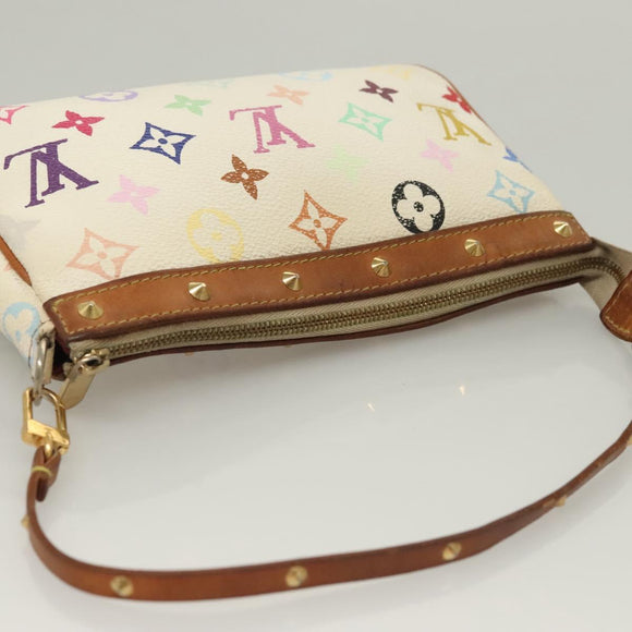 LOUIS VUITTON Multicolor Pochette Accessoires Pouch White M92649 LV Auth 122878