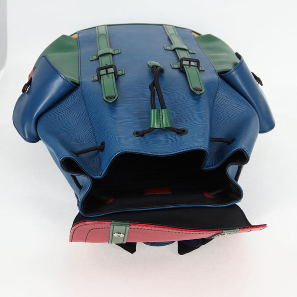 LOUIS VUITTON Epi Christopher PM Backpack Tricolor Blue Red M55565 Auth 122883M