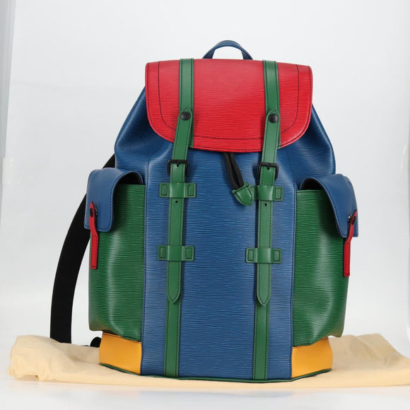 LOUIS VUITTON Epi Christopher PM Backpack Tricolor Blue Red M55565 Auth 122883M