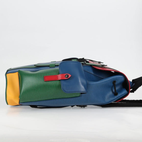LOUIS VUITTON Epi Christopher PM Backpack Tricolor Blue Red M55565 Auth 122883M