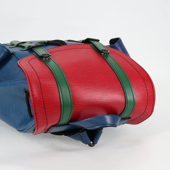 LOUIS VUITTON Epi Christopher PM Backpack Tricolor Blue Red M55565 Auth 122883M