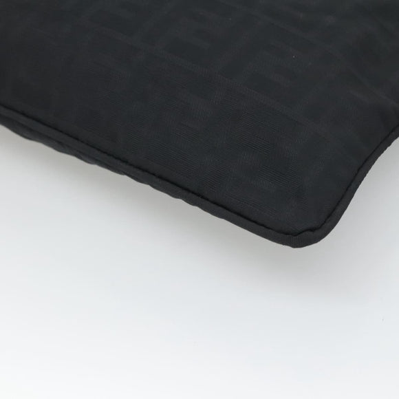 FENDI Zucca Canvas Tote Bag Nylon Black Silver Auth 122900