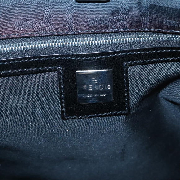 FENDI Zucca Canvas Tote Bag Nylon Black Silver Auth 122900