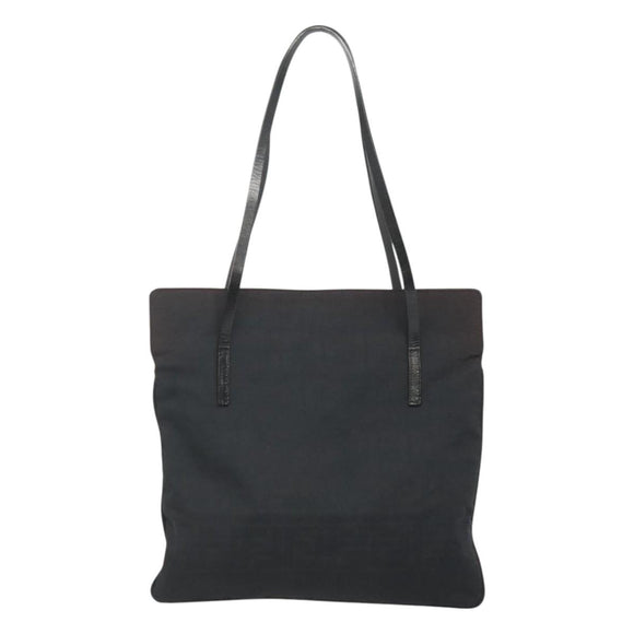 FENDI Zucca Canvas Tote Bag Nylon Black Silver Auth 122900