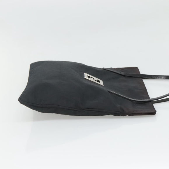 FENDI Zucca Canvas Tote Bag Nylon Black Silver Auth 122900
