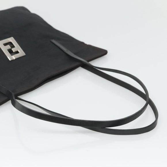 FENDI Zucca Canvas Tote Bag Nylon Black Silver Auth 122900