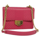 PRADA Chain Shoulder Bag Leather Pink Gold Auth 122903-1