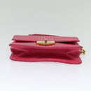 PRADA Chain Shoulder Bag Leather Pink Gold Auth 122903-5
