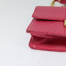 PRADA Chain Shoulder Bag Leather Pink Gold Auth 122903-9