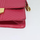 PRADA Chain Shoulder Bag Leather Pink Gold Auth 122903-15
