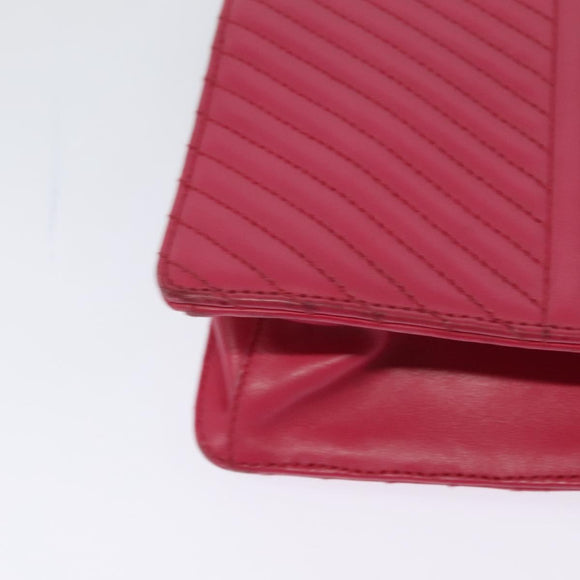 PRADA Chain Shoulder Bag Leather Pink Gold Auth 122903