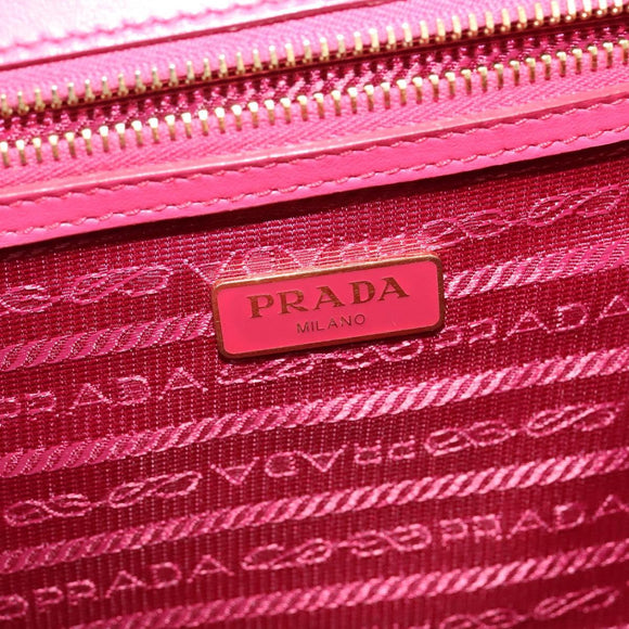 PRADA Chain Shoulder Bag Leather Pink Gold Auth 122903