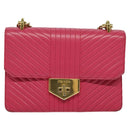 PRADA Chain Shoulder Bag Leather Pink Gold Auth 122903-13