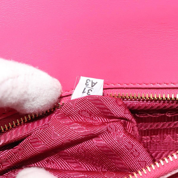 PRADA Chain Shoulder Bag Leather Pink Gold Auth 122903
