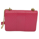 PRADA Chain Shoulder Bag Leather Pink Gold Auth 122903-2