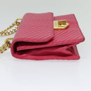 PRADA Chain Shoulder Bag Leather Pink Gold Auth 122903-3