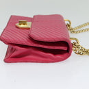 PRADA Chain Shoulder Bag Leather Pink Gold Auth 122903-4