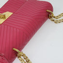 PRADA Chain Shoulder Bag Leather Pink Gold Auth 122903-6