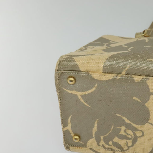 CHANEL Camelia Chain Tote Bag Straw Beige CC Auth 122907