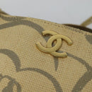 CHANEL Camelia Chain Tote Bag Straw Beige CC Auth 122907-14