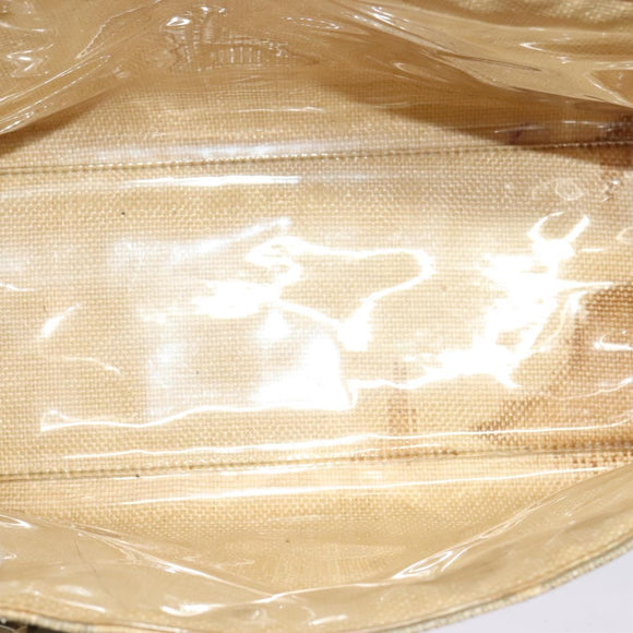 CHANEL Camelia Chain Tote Bag Straw Beige CC Auth 122907