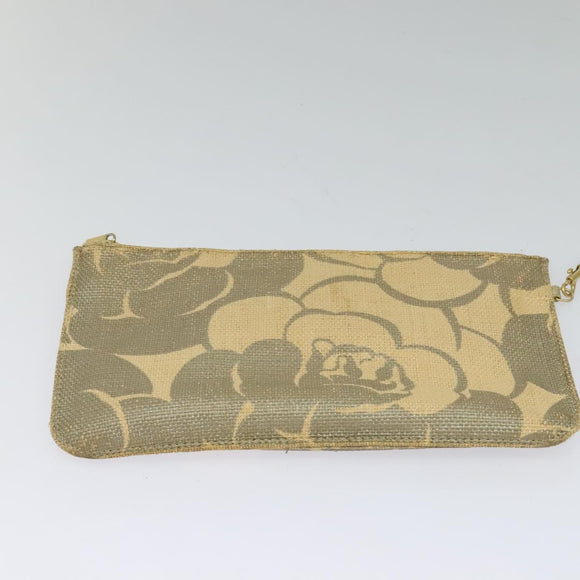 CHANEL Camelia Chain Tote Bag Straw Beige CC Auth 122907