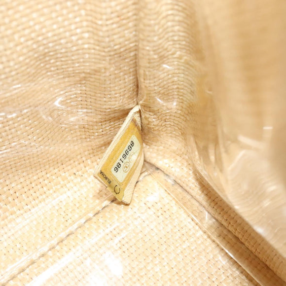 CHANEL Camelia Chain Tote Bag Straw Beige CC Auth 122907