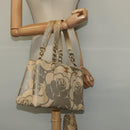 CHANEL Camelia Chain Tote Bag Straw Beige CC Auth 122907-25