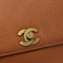 CHANEL Shoulder Bag Caviar Skin Brown Gold CC Auth 122913-18