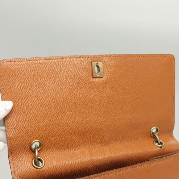 CHANEL Shoulder Bag Caviar Skin Brown Gold CC Auth 122913