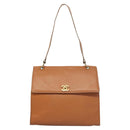 CHANEL Shoulder Bag Caviar Skin Brown Gold CC Auth 122913-13