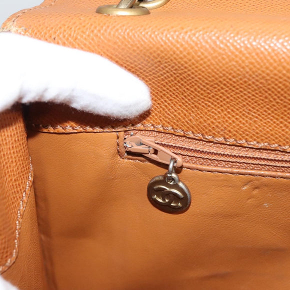 CHANEL Shoulder Bag Caviar Skin Brown Gold CC Auth 122913