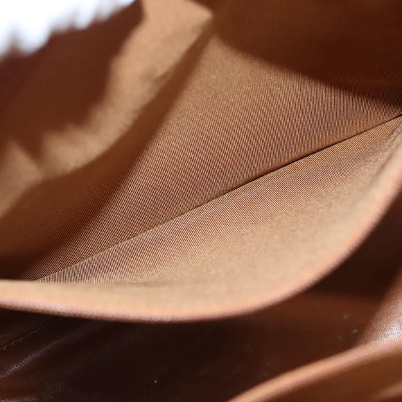 CHANEL Shoulder Bag Caviar Skin Brown Gold CC Auth 122913