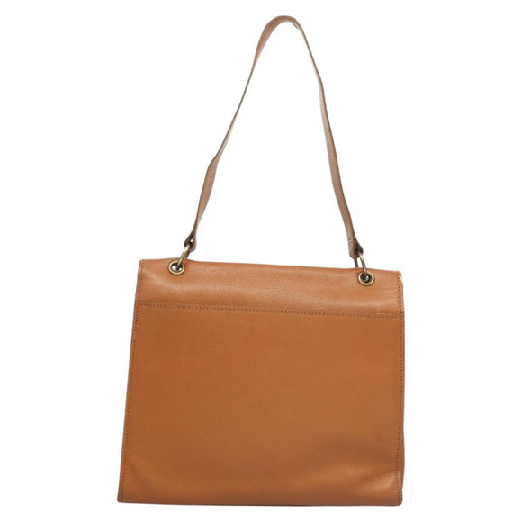 CHANEL Shoulder Bag Caviar Skin Brown Gold CC Auth 122913